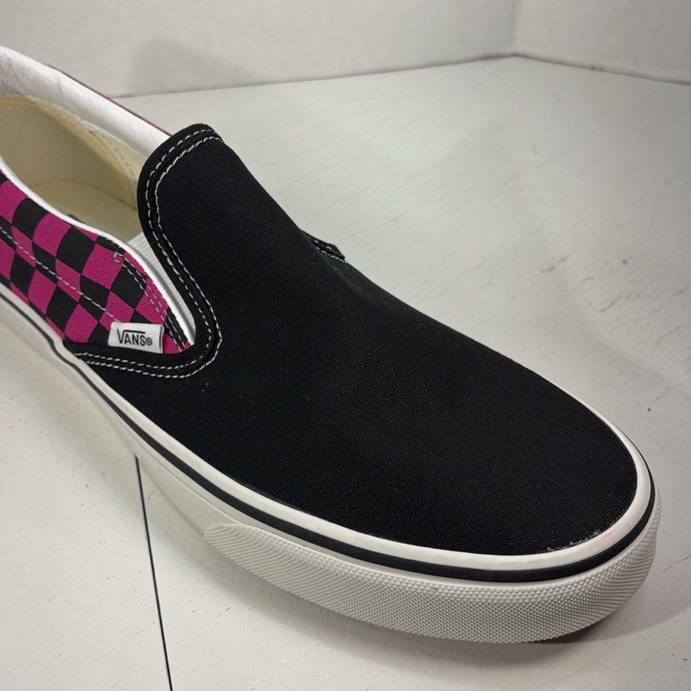 NWT Vans Classic Checkerboard Slip-Ons in Raspberry and Black Men’s 10 - Picture 6 of 10